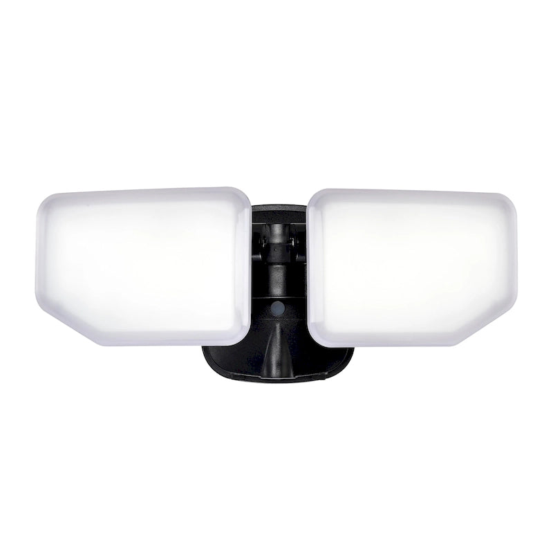 Projecteur de sécurité extérieur LED à 2 têtes, 38 W, 3 000 lumens, avec contrôle crépusculaire (1 unité), coloris noir/blanc/bronze