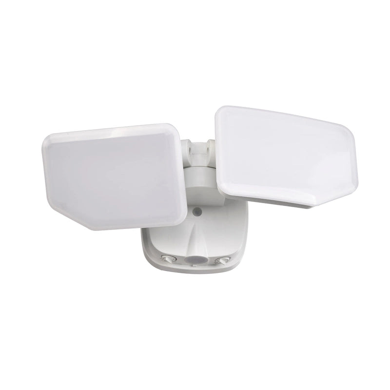 Projecteur de sécurité extérieur LED à 2 têtes, 38 W, 3 000 lumens, avec contrôle crépusculaire (1 unité), coloris noir/blanc/bronze