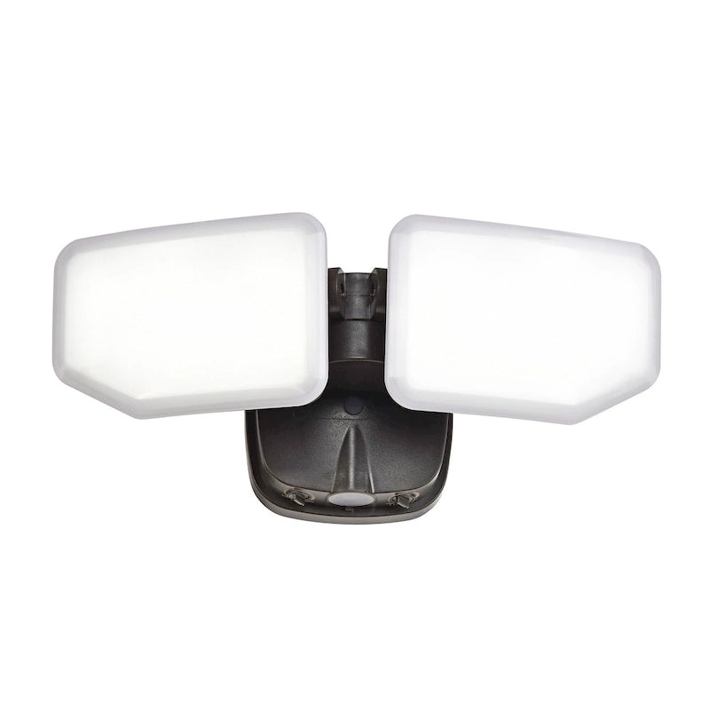 Projecteur de sécurité extérieur LED à 2 têtes, 38 W, 3 000 lumens, avec contrôle crépusculaire (1 unité), coloris noir/blanc/bronze