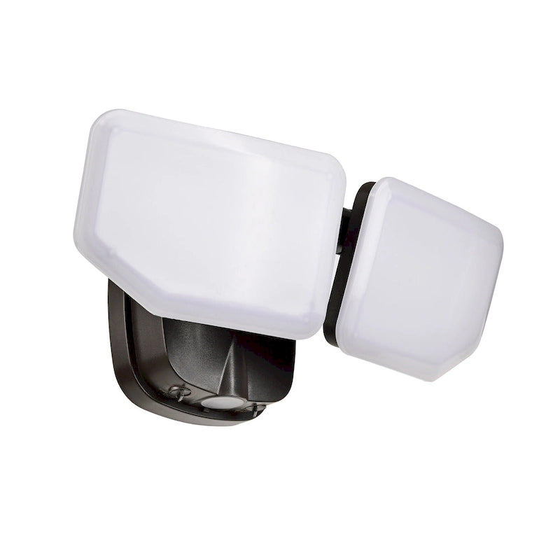 Projecteur de sécurité extérieur LED à 2 têtes, 38 W, 3 000 lumens, avec contrôle crépusculaire (1 unité), coloris noir/blanc/bronze