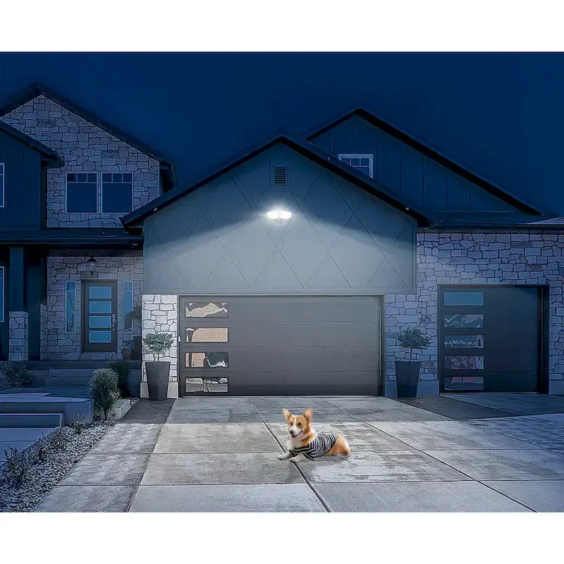 Projecteur de sécurité extérieur LED à 2 têtes, 38 W, 3 000 lumens, avec contrôle crépusculaire (1 unité), coloris noir/blanc/bronze