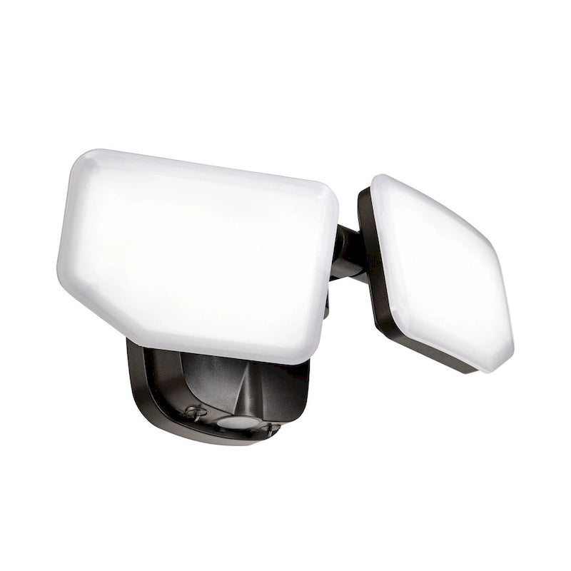Projecteur de sécurité extérieur LED à 2 têtes, 38 W, 3 000 lumens, avec contrôle crépusculaire (1 unité), coloris noir/blanc/bronze