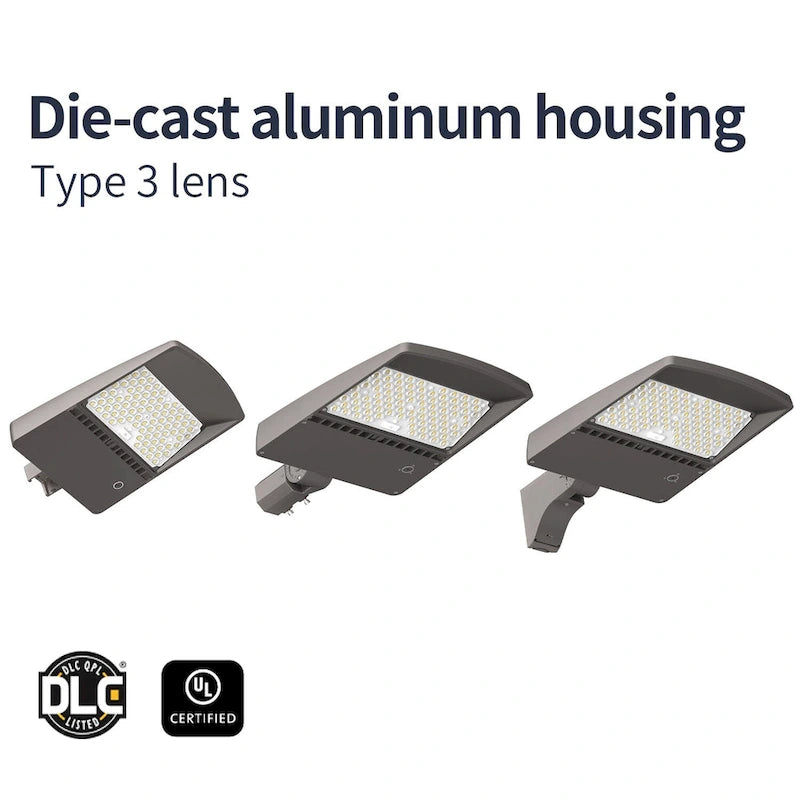 LED Area Light Type III, Dimmable, 50-150W Wattage Selectable, Bronze, 120-277Vac, UL Listed, 1 Pack - 15.65