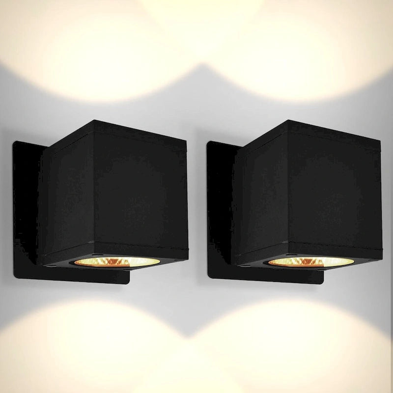 Luxrite Outdoor LED Cube Wall Light, Up Down Wall Sconce, 3CCT 3000K-5000K, 18W, Aluminum, IP65 Waterproof, ETL 2-Pack