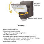 Projecteur de sécurité LED à détecteur de mouvement IQ America 500 lumens, alimenté par batterie, montage mural sous avant-toit