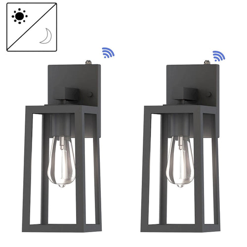 13.5  Outdoor Wall Light with Rising Sun Black Finished and Trapezoid Shade