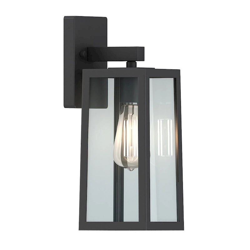 13.5  Outdoor Wall Light with Rising Sun Black Finished and Trapezoid Shade