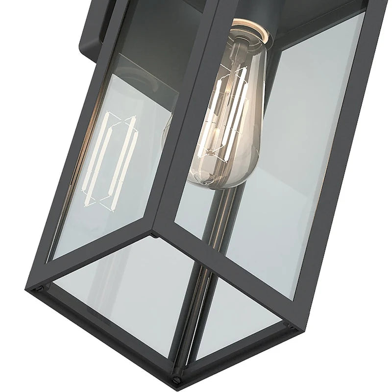 13.5  Outdoor Wall Light with Rising Sun Black Finished and Trapezoid Shade