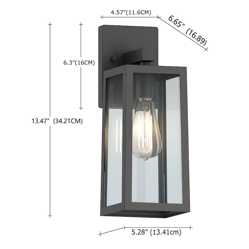 13.5  Outdoor Wall Light with Rising Sun Black Finished and Trapezoid Shade