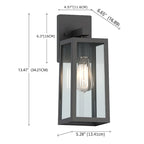 13.5  Outdoor Wall Light with Rising Sun Black Finished and Trapezoid Shade