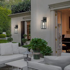 13.5  Outdoor Wall Light with Rising Sun Black Finished and Trapezoid Shade