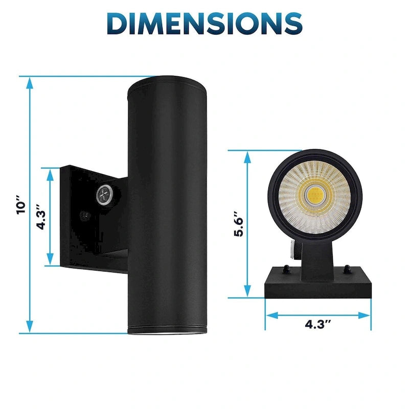 Luxrite Dusk to Dawn LED Outdoor Wall Lights, 10 , 3CCT 3000K-5000K, 12/15/18W, IP65, ETL - 3 Color Selectable 30/40/50