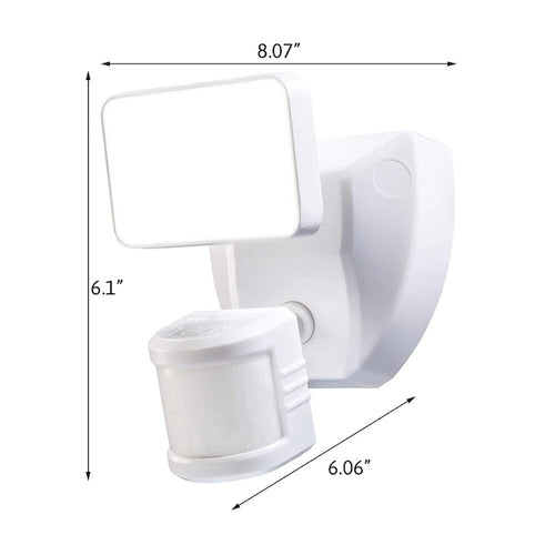 180 Degree LED Motion Sensor and Voice Activated Outdoor Security Flood Light White Finish, 6 H - N/A