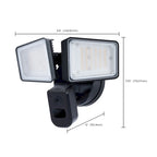 Projecteur de sécurité extérieur rectangulaire intelligent 36 W avec caméra, compatible avec les étoiles de mer, blanc et noir réglables.